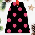 Polka Dots - Dark Pink on Black Ornament (Bell)