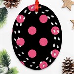 Polka Dots - Dark Pink on Black Oval Filigree Ornament (Two Sides)