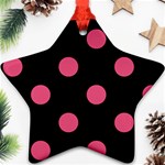 Polka Dots - Dark Pink on Black Ornament (Star)