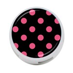 Polka Dots - Dark Pink on Black 4-Port USB Hub (Two Sides)