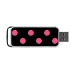 Polka Dots - Dark Pink on Black Portable USB Flash (One Side)