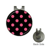 Polka Dots - Dark Pink on Black Golf Ball Marker Hat Clip