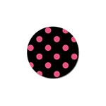 Polka Dots - Dark Pink on Black Golf Ball Marker (4 pack)
