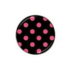 Polka Dots - Dark Pink on Black Hat Clip Ball Marker (4 pack)