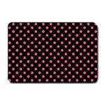 Polka Dots - Dark Pink on Black Small Doormat