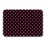 Polka Dots - Dark Pink on Black Plate Mat
