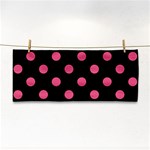 Polka Dots - Dark Pink on Black Hand Towel