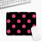 Polka Dots - Dark Pink on Black Small Mousepad