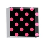 Polka Dots - Dark Pink on Black 4 x 4  Acrylic Photo Block