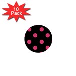 Polka Dots - Dark Pink on Black 1  Mini Button (10 pack)