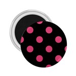Polka Dots - Dark Pink on Black 2.25  Magnet