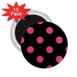 Polka Dots - Dark Pink on Black 2.25  Magnet (10 pack)