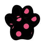 Polka Dots - Dark Pink on Black Magnet (Paw Print)