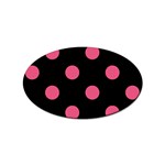 Polka Dots - Dark Pink on Black Sticker (Oval)
