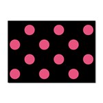 Polka Dots - Dark Pink on Black Sticker A4 (10 pack)