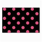 Polka Dots - Dark Pink on Black Postcard 4  x 6 