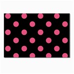Polka Dots - Dark Pink on Black Postcard 5  x 7 