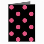 Polka Dots - Dark Pink on Black Greeting Card
