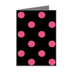 Polka Dots - Dark Pink on Black Mini Greeting Card