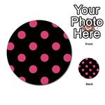 Polka Dots - Dark Pink on Black Multi-purpose Cards (Round)