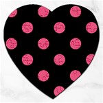 Polka Dots - Dark Pink on Black Jigsaw Puzzle (Heart)