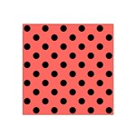 Polka Dots - Black on Pastel Red Satin Bandana Scarf