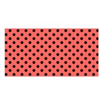 Polka Dots - Black on Pastel Red Satin Shawl