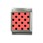 Polka Dots - Black on Pastel Red Italian Charm (13mm)