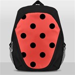 Polka Dots - Black on Pastel Red Backpack Bag
