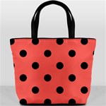 Polka Dots - Black on Pastel Red Bucket Bag