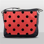Polka Dots - Black on Pastel Red Messenger Bag