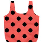 Polka Dots - Black on Pastel Red Full Print Recycle Bag (XL)