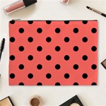 Polka Dots - Black on Pastel Red Cosmetic Bag (XL)