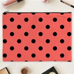 Polka Dots - Black on Pastel Red Cosmetic Bag (XXXL)