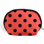 Polka Dots - Black on Pastel Red Accessory Pouch (Medium)