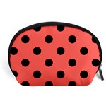 Polka Dots - Black on Pastel Red Accessory Pouch (Large)