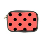 Polka Dots - Black on Pastel Red Coin Purse