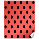 Polka Dots - Black on Pastel Red Canvas 11  x 14 