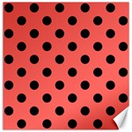 Polka Dots - Black on Pastel Red Canvas 12  x 12 