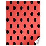 Polka Dots - Black on Pastel Red Canvas 12  x 16 
