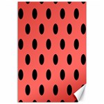 Polka Dots - Black on Pastel Red Canvas 12  x 18 