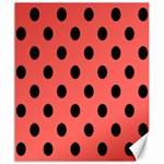 Polka Dots - Black on Pastel Red Canvas 20  x 24 