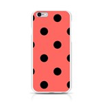 Polka Dots - Black on Pastel Red Apple iPhone 6/6S Silicone Case (Transparent)