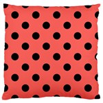 Polka Dots - Black on Pastel Red Large Cushion Case (One Side)