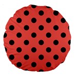 Polka Dots - Black on Pastel Red Large 18  Premium Round Cushion