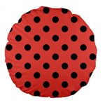 Polka Dots - Black on Pastel Red Large 18  Premium Flano Round Cushion