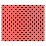 Polka Dots - Black on Pastel Red Double Sided Flano Blanket (Small)