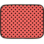 Polka Dots - Black on Pastel Red Fleece Blanket (Mini)