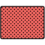 Polka Dots - Black on Pastel Red Fleece Blanket (Large) (One Side)