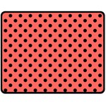 Polka Dots - Black on Pastel Red Fleece Blanket (Medium) (One Side)